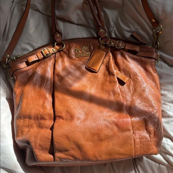 Coach Vintage Leather Camel Tan Light Brown Removable Crossbody Shoulder Bag - Picture 14 of 17